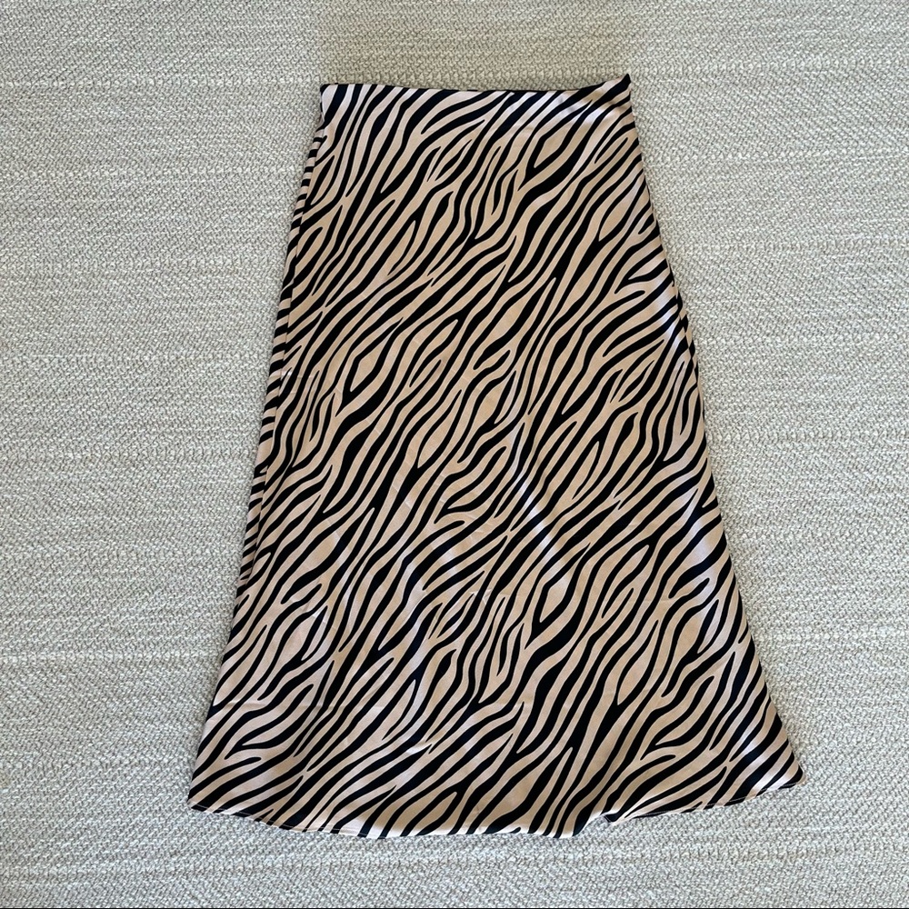 Silky Zebra Print Skirt - Picture 2 of 6